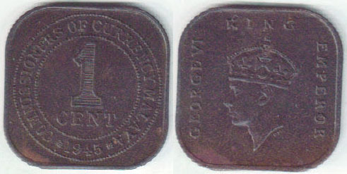 1945 Malaya 1 Cent (gEF) A003740